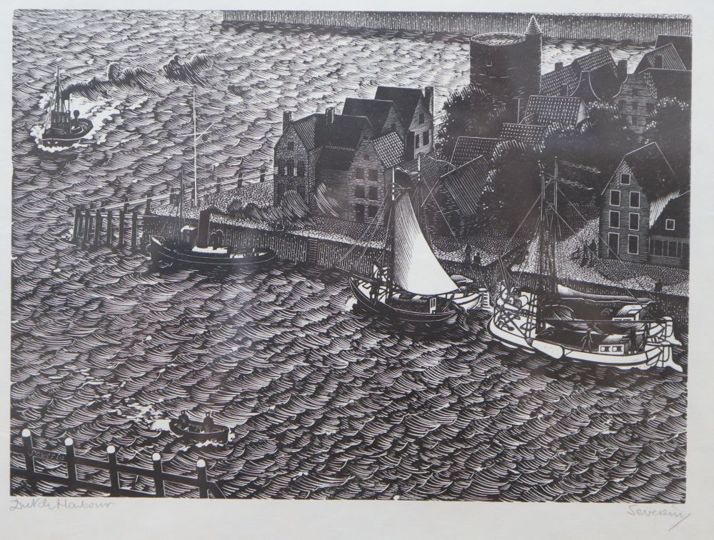 Mark Severin (1906-1987), etching, Dutch harbour, signed in pencil, 16.5 x 23cm